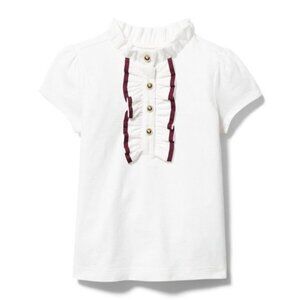 NWT Janie and Jack white shirt sleeve shirt with Ruffle Accents size 6-12 mos